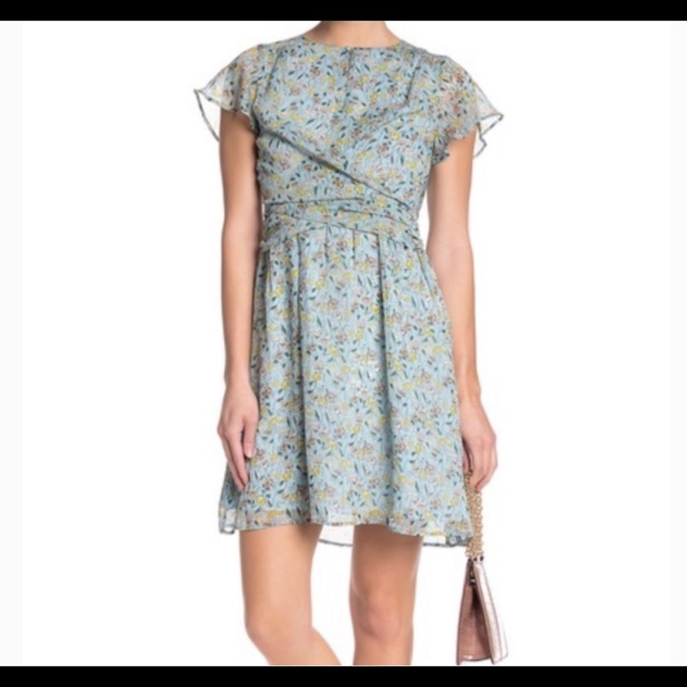 Sam Edelman Chiffon Drape Floral Mini Dress